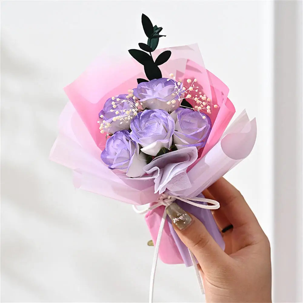 3/6/9 Heads Rose Soap Flower Bouquet Valentine'S Day Artificial Flower Bouquet Gift Women/Men Valentine Day Gift Wedding Decor