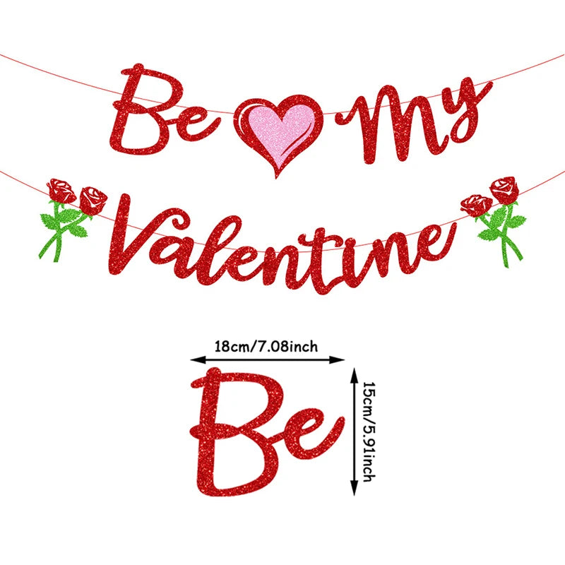 Red Pink Valentine's Day Love Heart Garlands Be My Valentine Banner Rose Love Happy Valentine Party Decoration for Home 2025