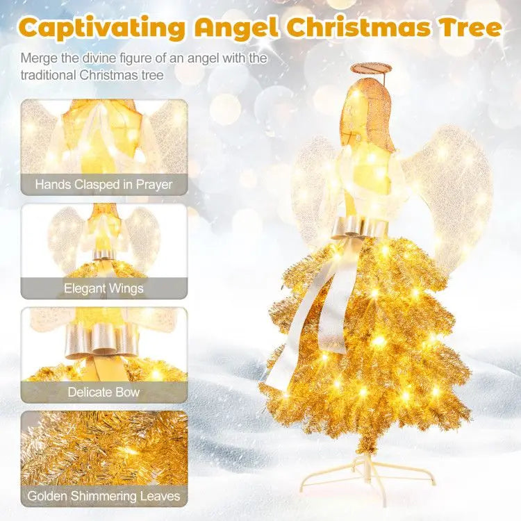 5.2 Feet Lighted Angel Artificial Christmas Tree with Warm White LED Lights Christmas Trees Product