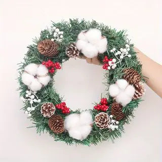 Christmas Ornaments 12in Christmas Wreath Artificial Wreath Door Hanging Window Props Background Christmas Tree Accessories