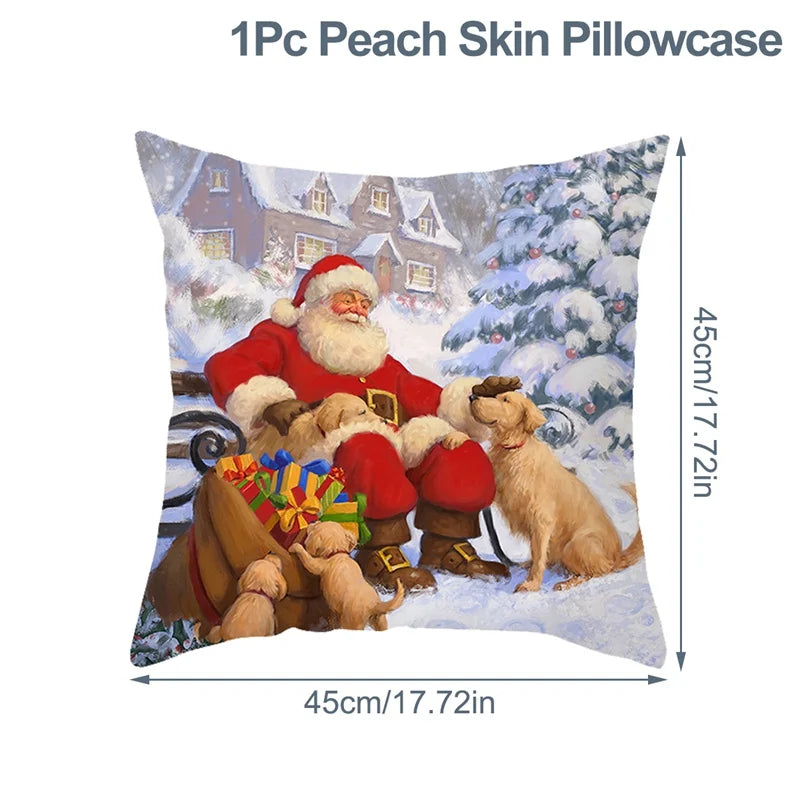 Christmas Cushion Cover Xmas Decorations For Home 2025 Merry Christmas Ornament Pillowcase Natal Navidad New Year 2026 Gifts