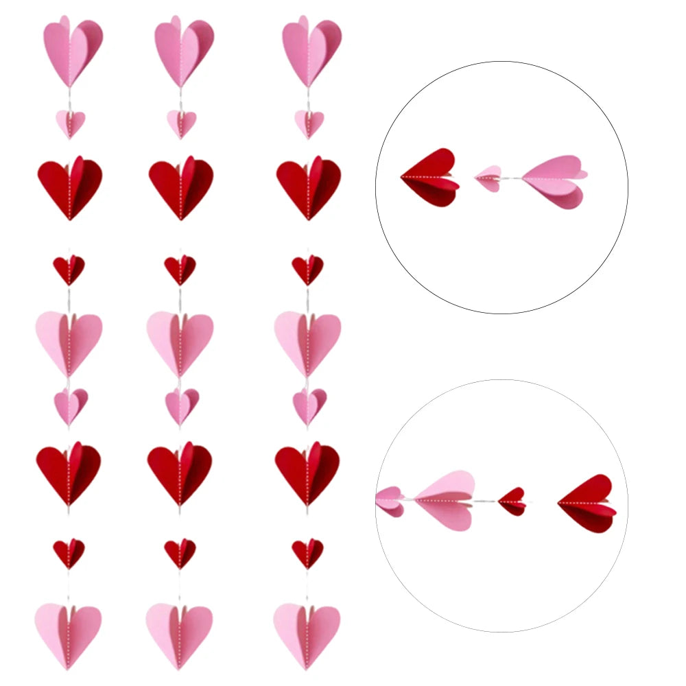 3pcs Valentine's Day Pendant Pull Flag, Three-dimensional love Heart Pendant Pull Flag Heart Decor Heart Pendant for Valentine