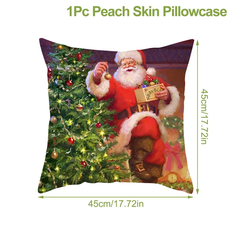 Christmas Cushion Cover Xmas Decorations For Home 2025 Merry Christmas Ornament Pillowcase Natal Navidad New Year 2026 Gifts