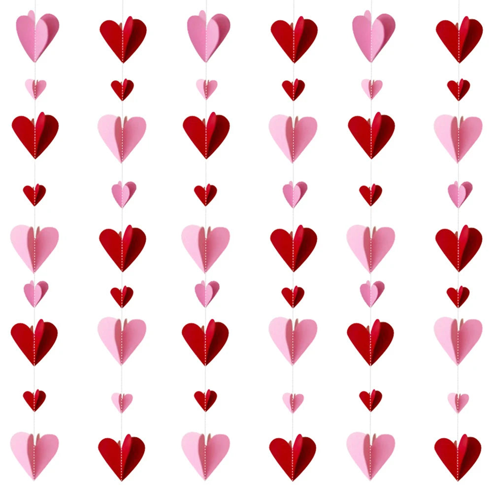 3pcs Valentine's Day Pendant Pull Flag, Three-dimensional love Heart Pendant Pull Flag Heart Decor Heart Pendant for Valentine
