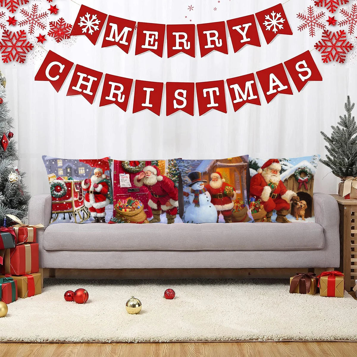 Christmas Cushion Cover Xmas Decorations For Home 2025 Merry Christmas Ornament Pillowcase Natal Navidad New Year 2026 Gifts