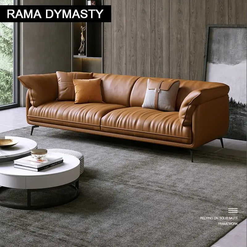 Modern Real Leather Upholstered 1+2+3-Seater Corner Sofa with Black Legs Can be Customzied