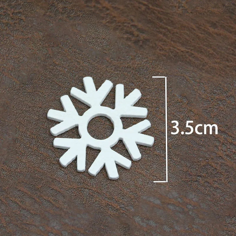 35mm White Wooden Snowflakes Mix Shape Christmas Ornaments Tree Pendants New Year Home Decorations 50pcs/pack