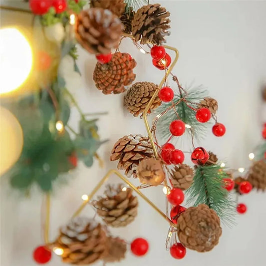 Cute Pine Cones LED String Lights Christmas Ornaments Wire Pine Cone String Light for Holiday Tree Bedroom Home Decor