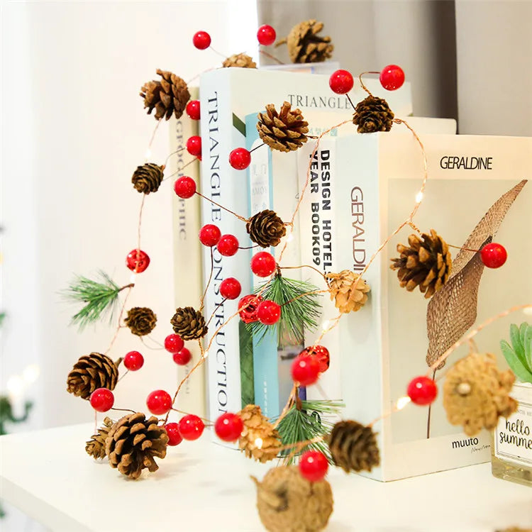 Pine Cones Fairy Lights String Garden Decor Outdoor Led Lights Garland Christmas Ornaments Fairy Outdoor Garland Lights