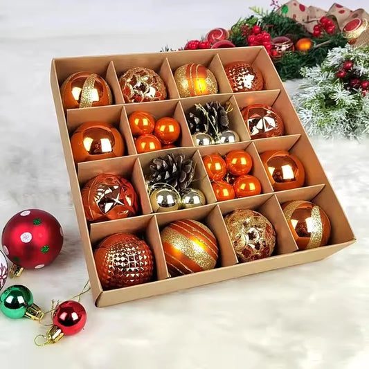 New Arrival High Quality Christmas Ball 3-6cm Paper Box with 42pcs Bright Shaped Painted Ball Christmas Ornaments