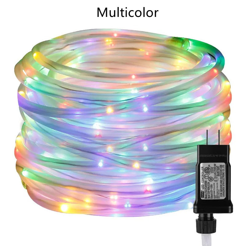 Christmas Decorations 2025 Led Tube Rope String Light Street Garland Fairy Lights New Year 2025 Festoon 10/20/30/40M EU Plug