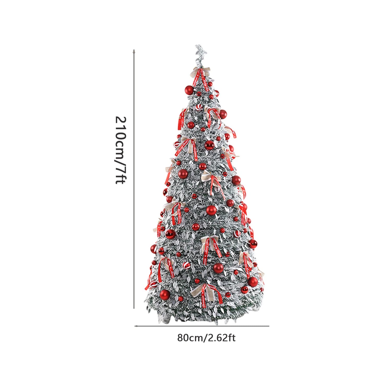 Pre-Decorated 7FT Pop-Up Artificial Christmas Tree Lights Easy Assembly Collapsible Xmas Trees Stand Christmas Time Xmas Trees