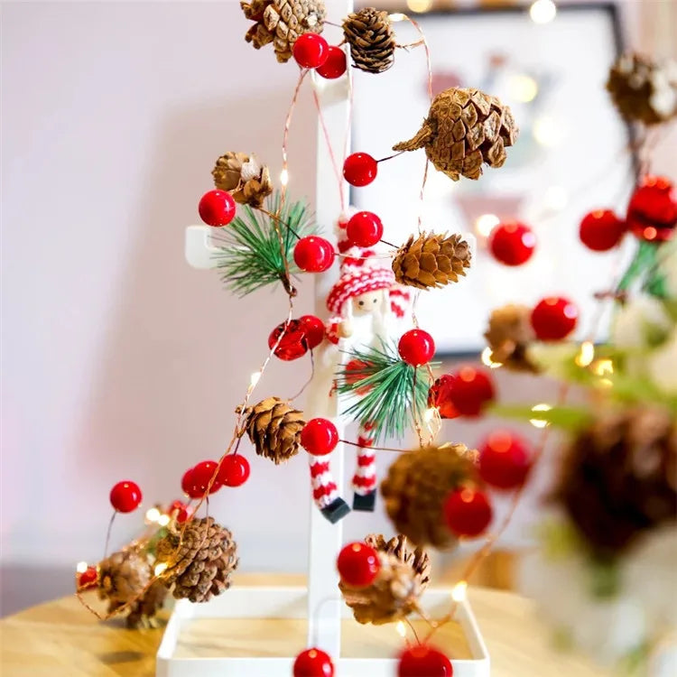 Cute Pine Cones LED String Lights Christmas Ornaments Wire Pine Cone String Light for Holiday Tree Bedroom Home Decor
