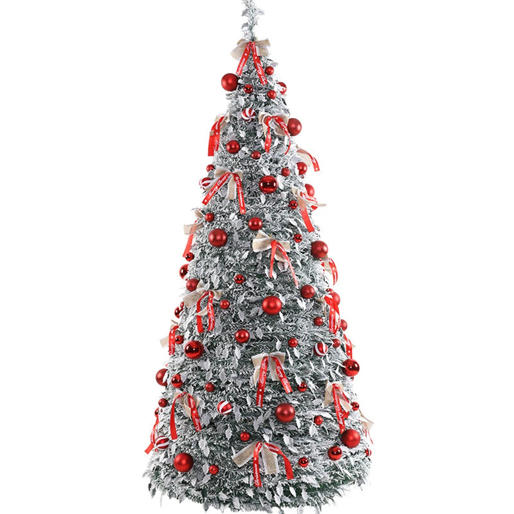 Pre-Decorated 6FT Pop-Up Artificial Christmas Tree Lights Easy Assembly Collapsible Xmas Trees Stand Christmas Time Xmas Trees
