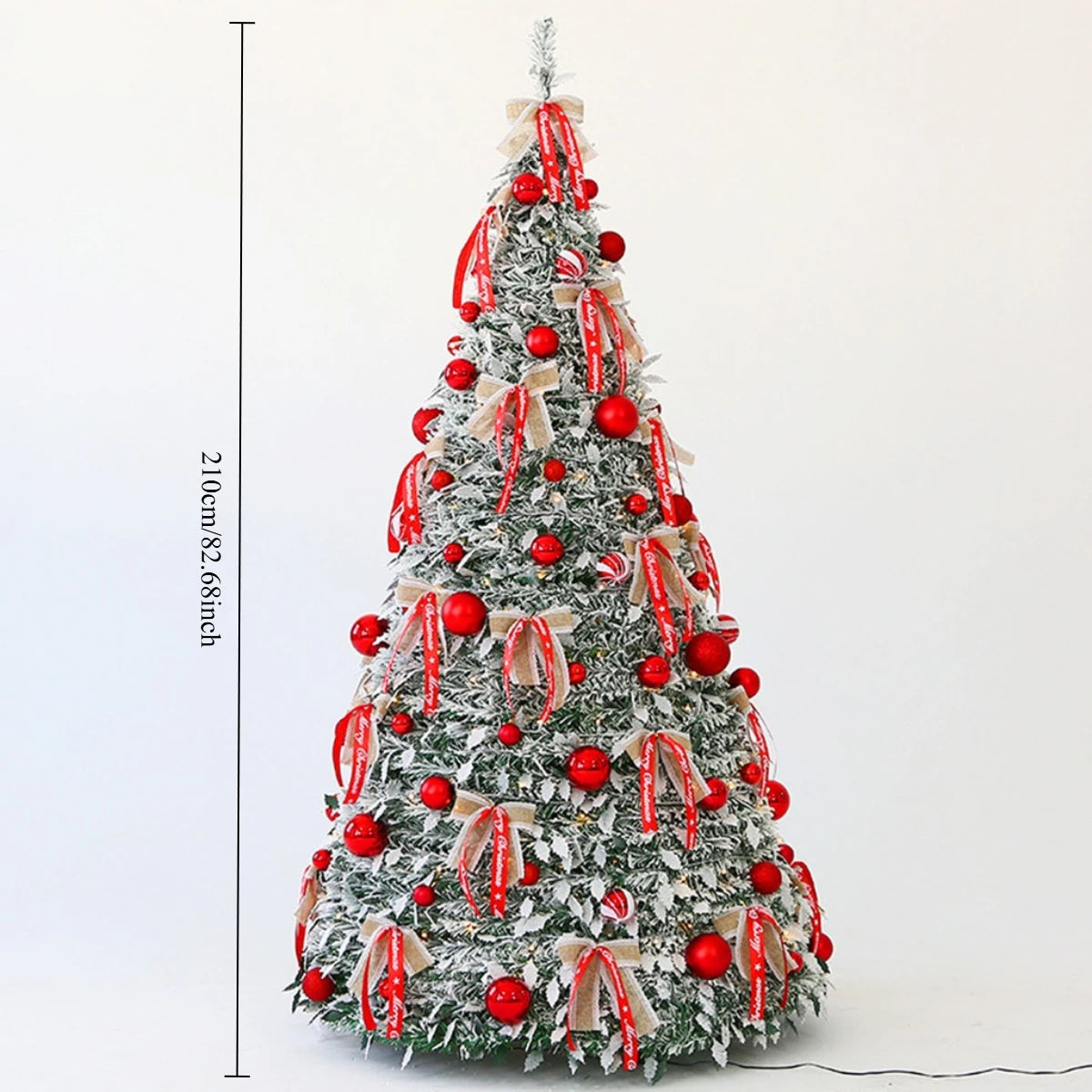 Pre-Decorated 7FT Pop-Up Artificial Christmas Tree Lights Easy Assembly Collapsible Xmas Trees Stand Christmas Time Xmas Trees