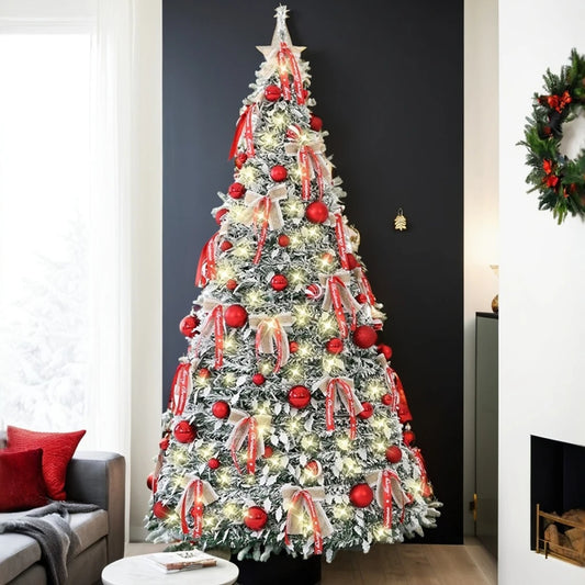 Pre-Decorated 6FT Pop-Up Artificial Christmas Tree Lights Easy Assembly Collapsible Xmas Trees Stand Christmas Time Xmas Trees