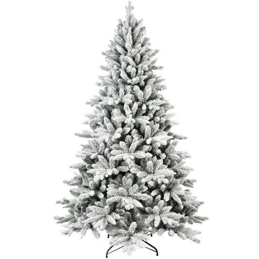 5/6/7ft Best Flocked Artificial Christmas Tree Artificial Hinged Christmas Tree for Holiday Party Office Home Living