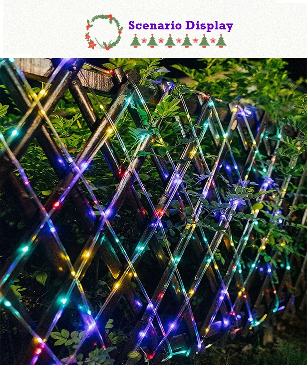 Christmas Decorations 2025 Led Tube Rope String Light Street Garland Fairy Lights New Year 2025 Festoon 10/20/30/40M EU Plug