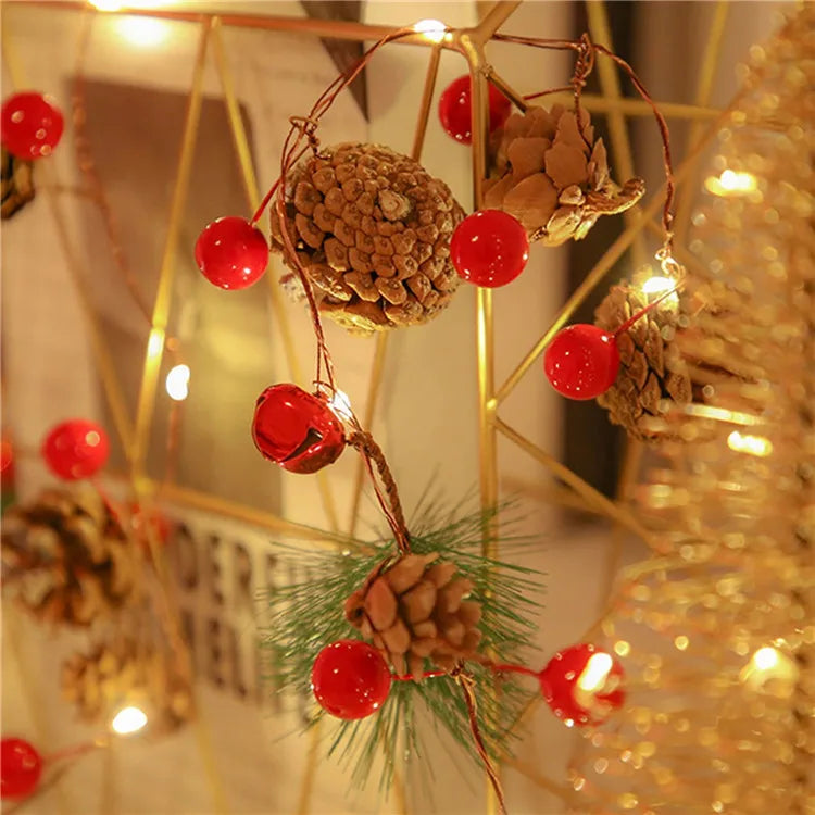 Pine Cones Fairy Lights String Garden Decor Outdoor Led Lights Garland Christmas Ornaments Fairy Outdoor Garland Lights
