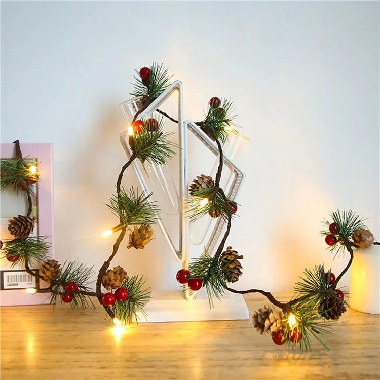 Cute Pine Cones LED String Lights Christmas Ornaments Wire Pine Cone String Light for Holiday Tree Bedroom Home Decor