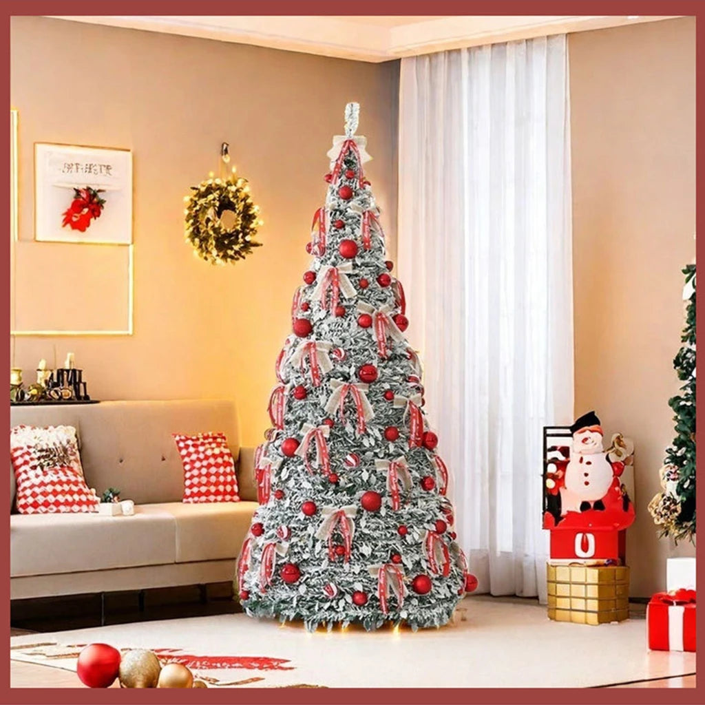 Pre-Decorated 6FT Pop-Up Artificial Christmas Tree Lights Easy Assembly Collapsible Xmas Trees Stand Christmas Time Xmas Trees