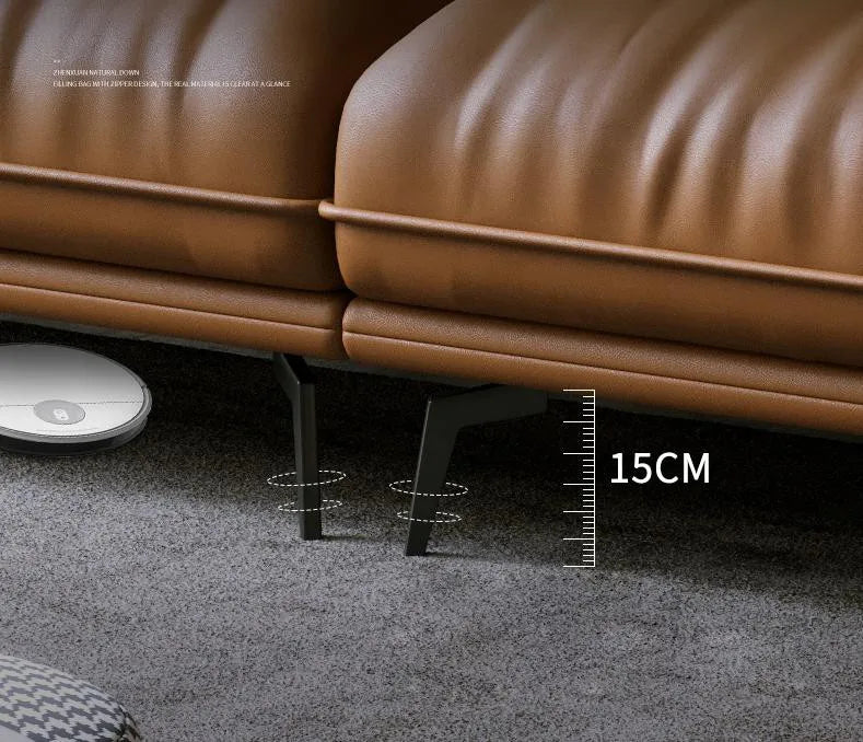 Modern Real Leather Upholstered 1+2+3-Seater Corner Sofa with Black Legs Can be Customzied