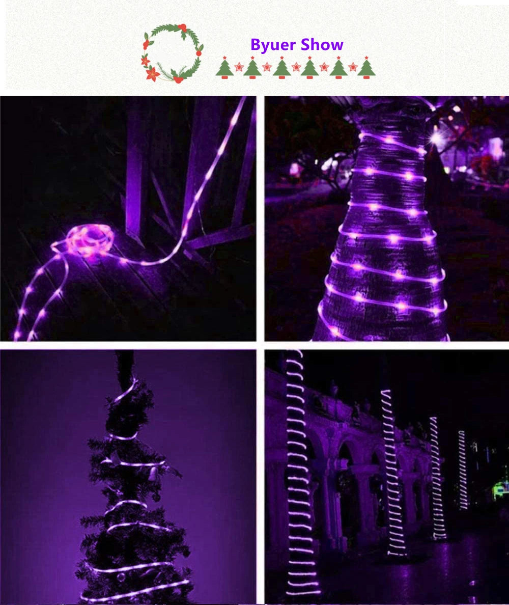 Christmas Decorations 2025 Led Tube Rope String Light Street Garland Fairy Lights New Year 2025 Festoon 10/20/30/40M EU Plug
