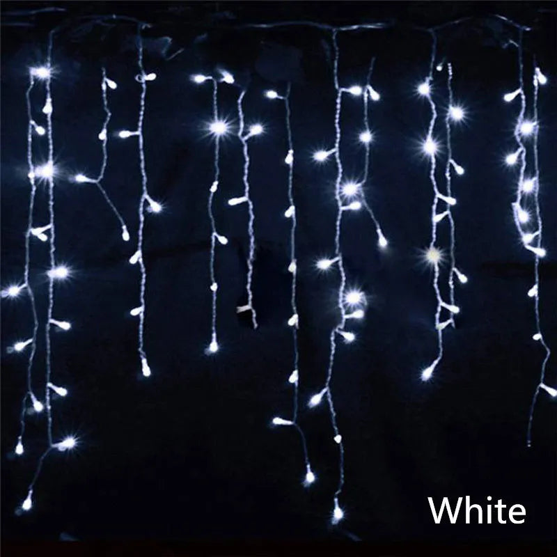Christmas Lights Outdoor Decoration 4m Droop 0.4-0.6m Led Curtain Icicle String Lights Garden Xmas Party Decorative Lights