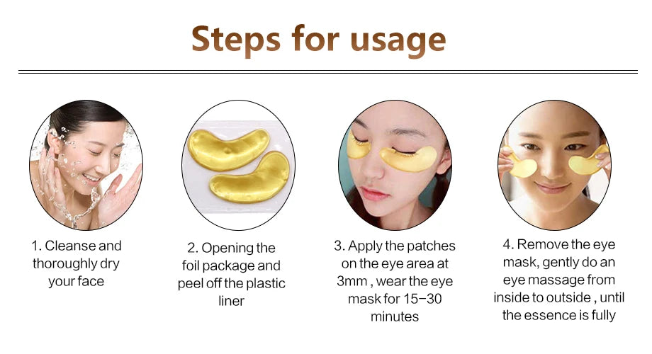 100pcs=50pairs Gold Collagen Eye Mask skincare Anti-Aging Anti Dark Circles Remove Puffiness Moisturizing Eye Patches Skin Care