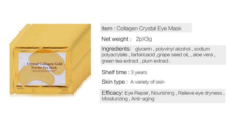 100pcs=50pairs Gold Collagen Eye Mask skincare Anti-Aging Anti Dark Circles Remove Puffiness Moisturizing Eye Patches Skin Care