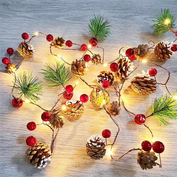Pine Cones Fairy Lights String Garden Decor Outdoor Led Lights Garland Christmas Ornaments Fairy Outdoor Garland Lights