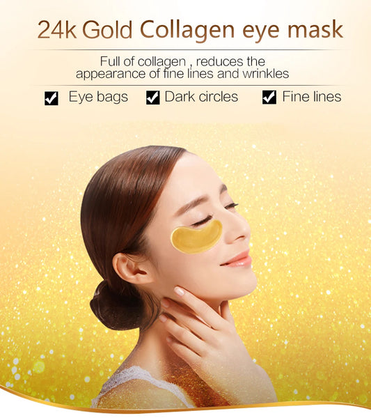 100pcs=50pairs Gold Collagen Eye Mask skincare Anti-Aging Anti Dark Circles Remove Puffiness Moisturizing Eye Patches Skin Care