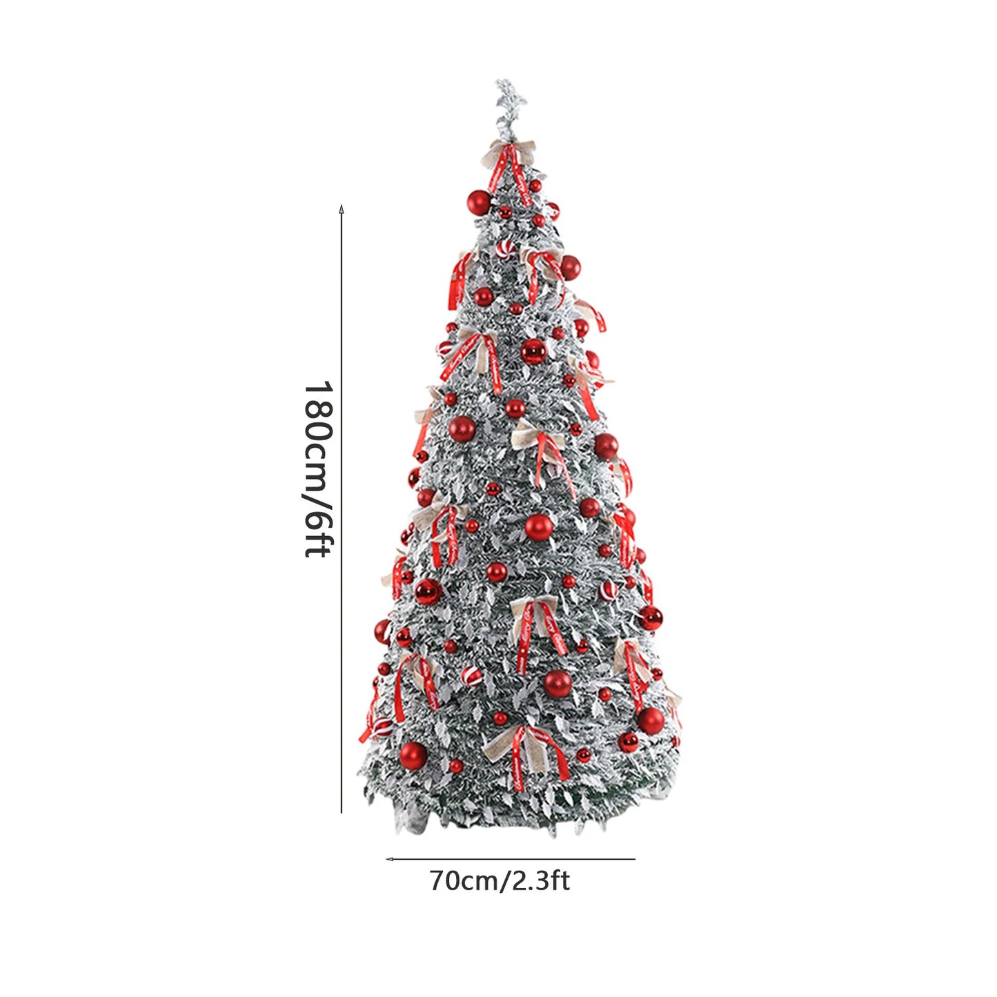 Pre-Decorated 6FT Pop-Up Artificial Christmas Tree Lights Easy Assembly Collapsible Xmas Trees Stand Christmas Time Xmas Trees