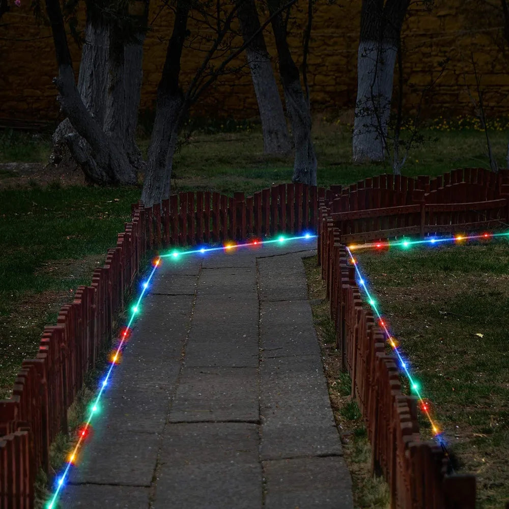 Christmas Decorations 2025 Led Tube Rope String Light Street Garland Fairy Lights New Year 2025 Festoon 10/20/30/40M EU Plug