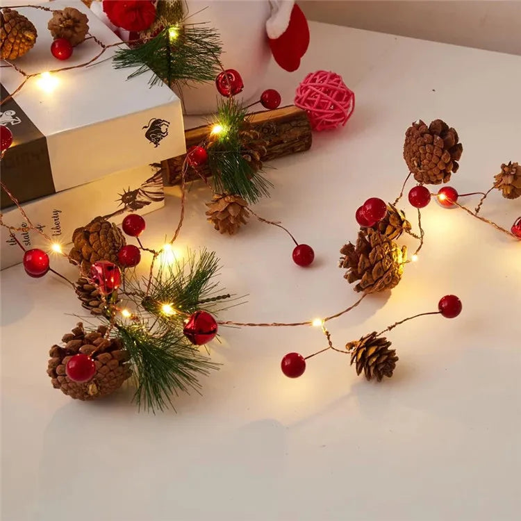 Pine Cones Fairy Lights String Garden Decor Outdoor Led Lights Garland Christmas Ornaments Fairy Outdoor Garland Lights