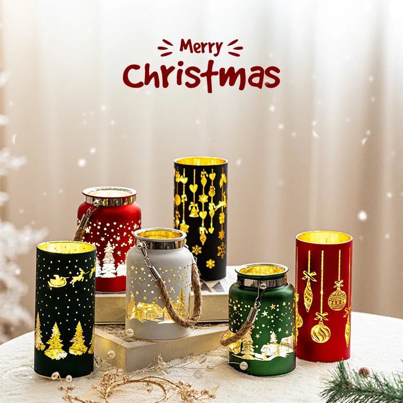 Merry Christmas Gift Sublimation Christmas Ornaments Led Candle Lights Crystal Candelabra