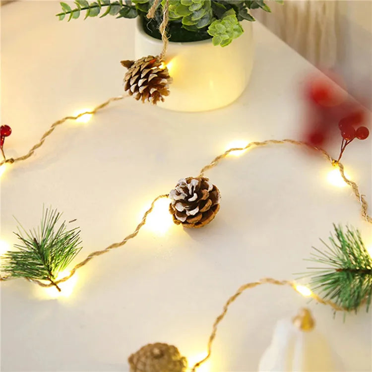 Pine Cones Fairy Lights String Garden Decor Outdoor Led Lights Garland Christmas Ornaments Fairy Outdoor Garland Lights