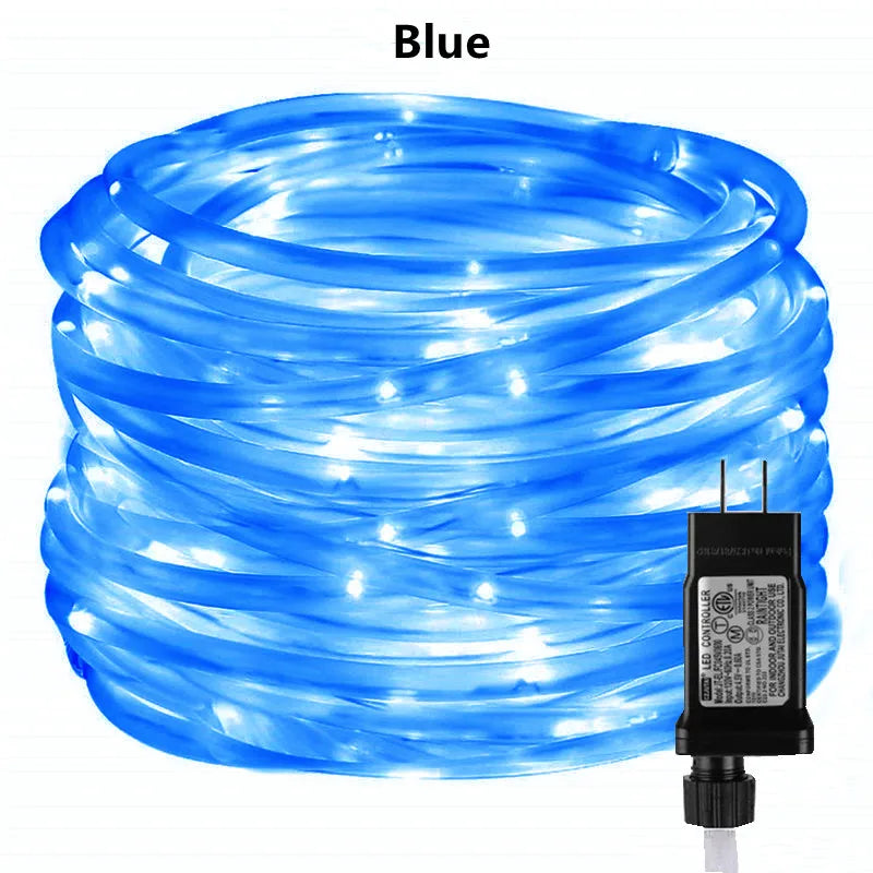 Christmas Decorations 2025 Led Tube Rope String Light Street Garland Fairy Lights New Year 2025 Festoon 10/20/30/40M EU Plug