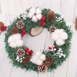 Christmas Ornaments 12in Christmas Wreath Artificial Wreath Door Hanging Window Props Background Christmas Tree Accessories