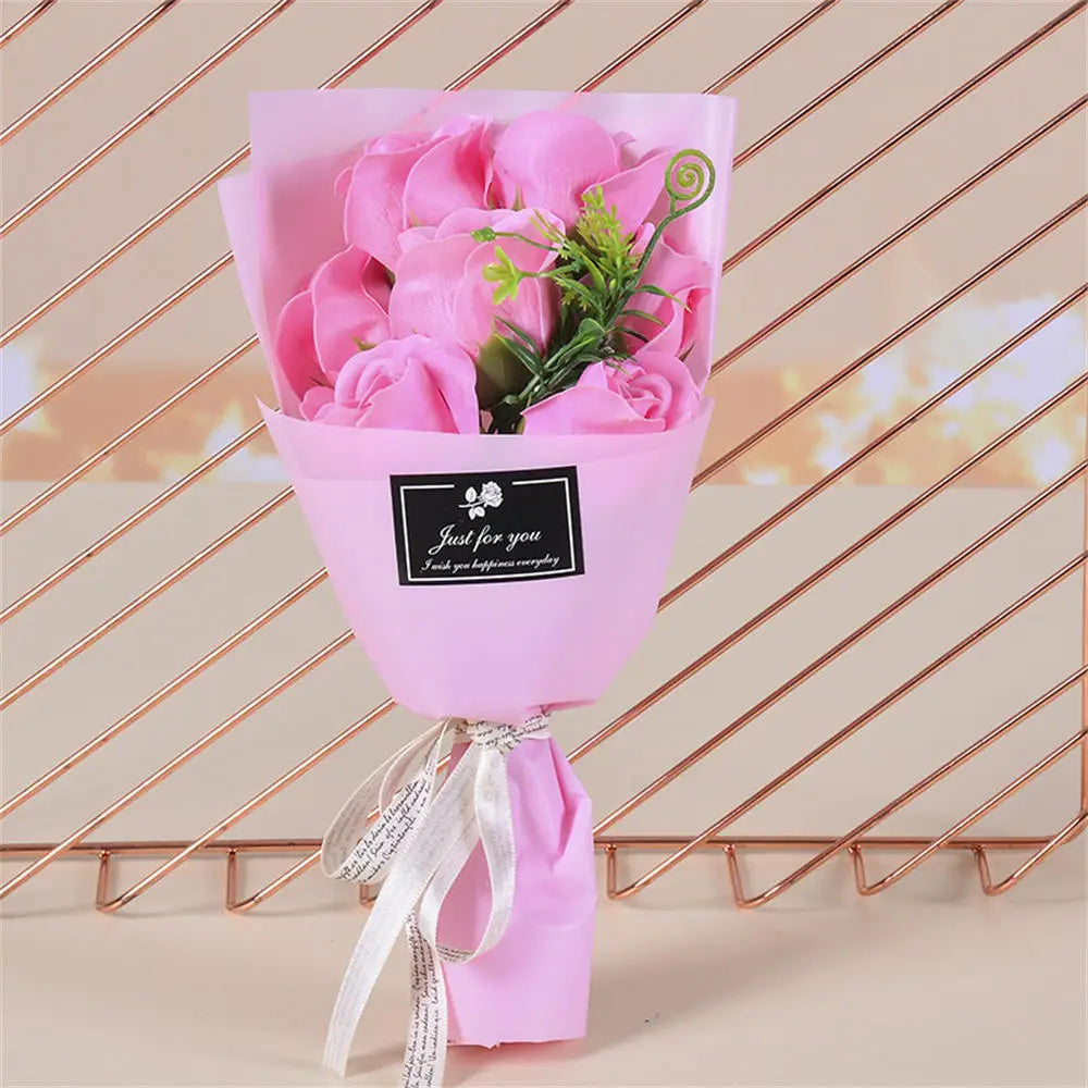 3/6/9 Heads Rose Soap Flower Bouquet Valentine'S Day Artificial Flower Bouquet Gift Women/Men Valentine Day Gift Wedding Decor