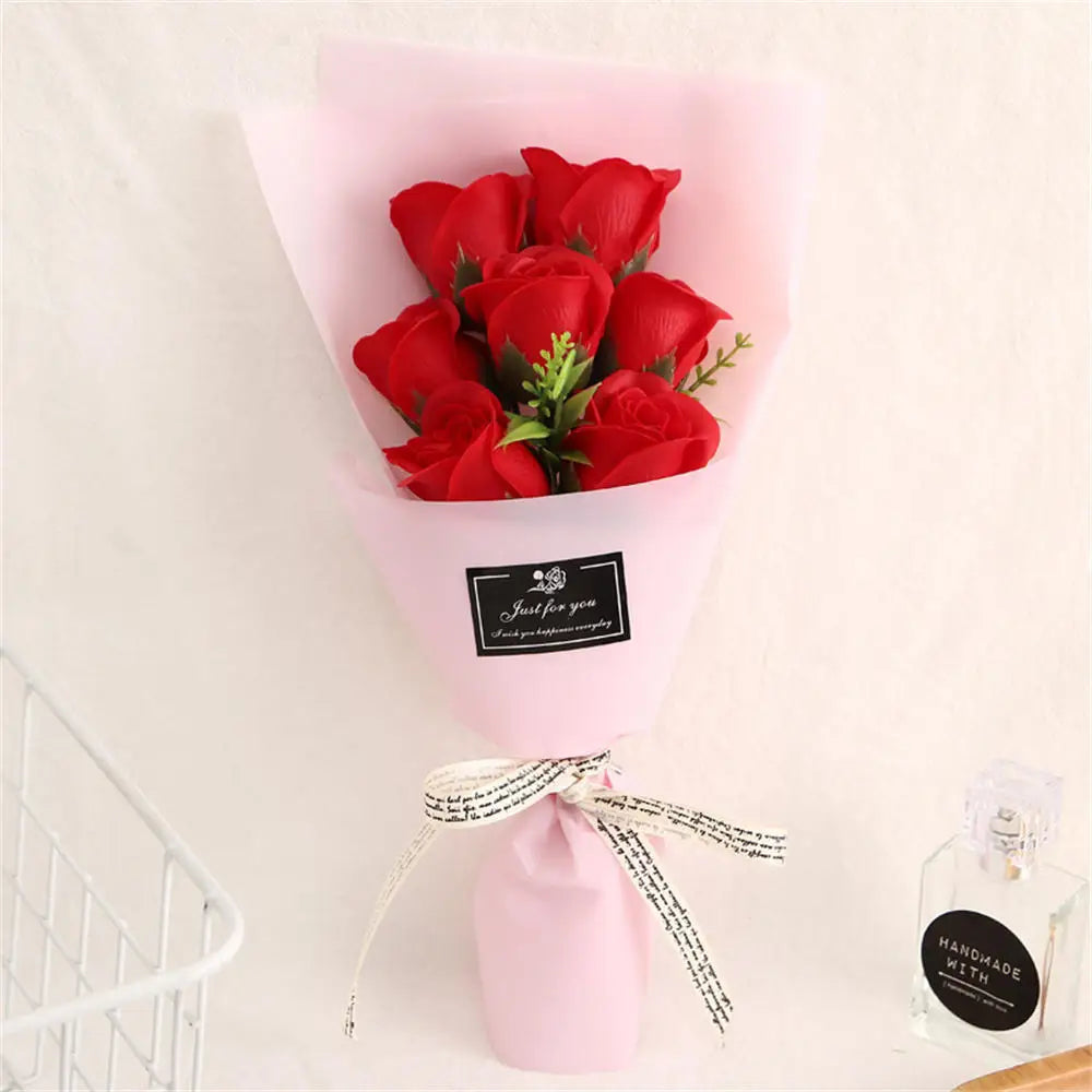 3/6/9 Heads Rose Soap Flower Bouquet Valentine'S Day Artificial Flower Bouquet Gift Women/Men Valentine Day Gift Wedding Decor