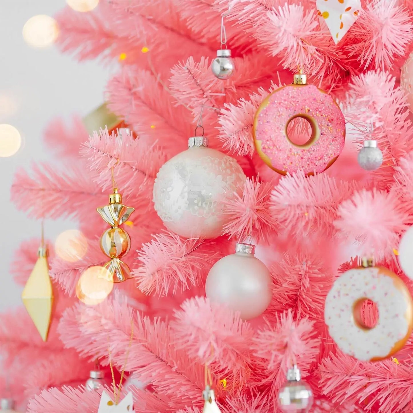 6 FT/7FT Artificial Christmas Tree (NOT Pre-Strung) with 300 LED Warm White String Lights, Spruce Hinged Tree, 8 Lighting Modes,