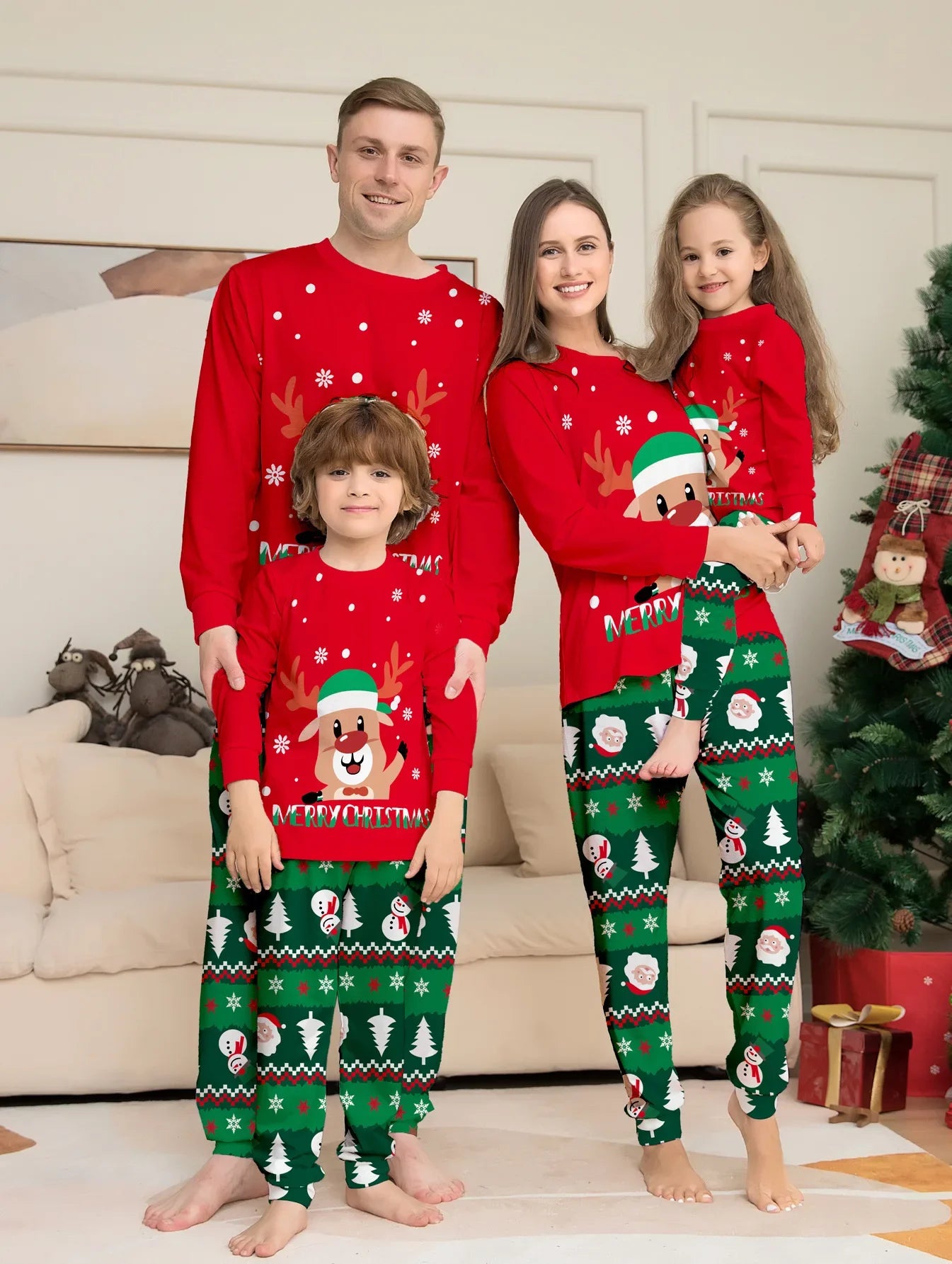 Christmas Pajamas Family Matching Outfits Mom Dad Kids 2 Piece Baby Romper Soft Sleepwear Xmas Family Look 2025 New Year Clothes