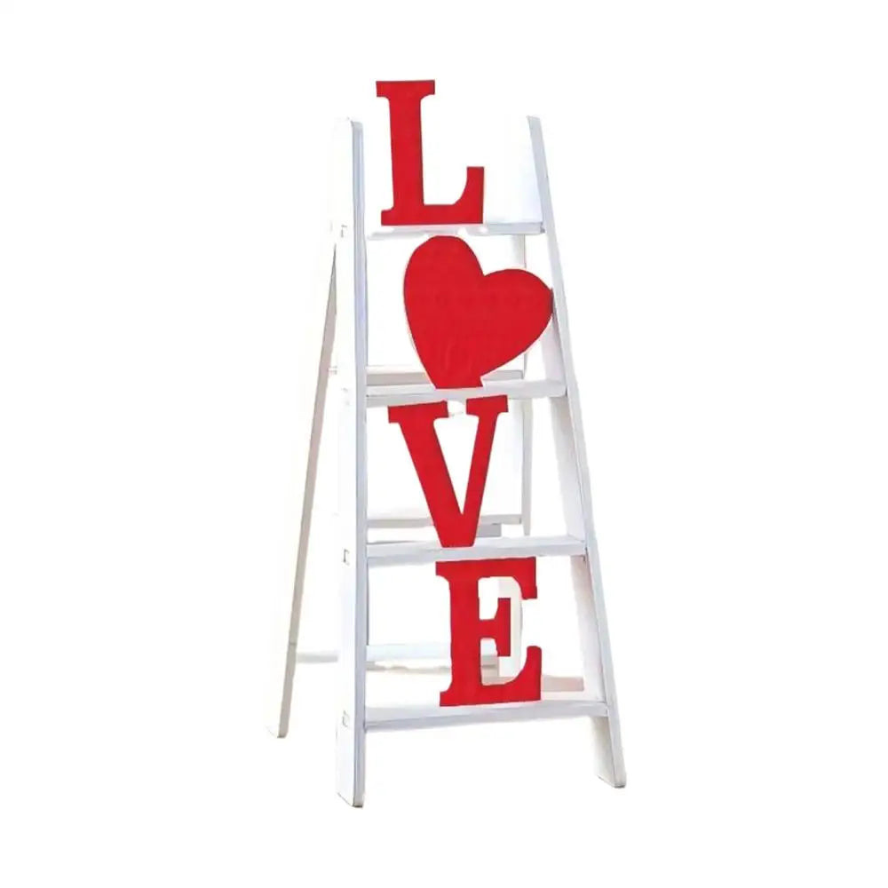 2025 New Valentine Wooden Ladder Love Valentine's Day Decor Ladder Acrylic Love Ladder Valentine Ladder Tabletop Decoration
