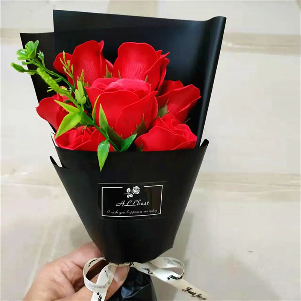 3/6/9 Heads Rose Soap Flower Bouquet Valentine'S Day Artificial Flower Bouquet Gift Women/Men Valentine Day Gift Wedding Decor