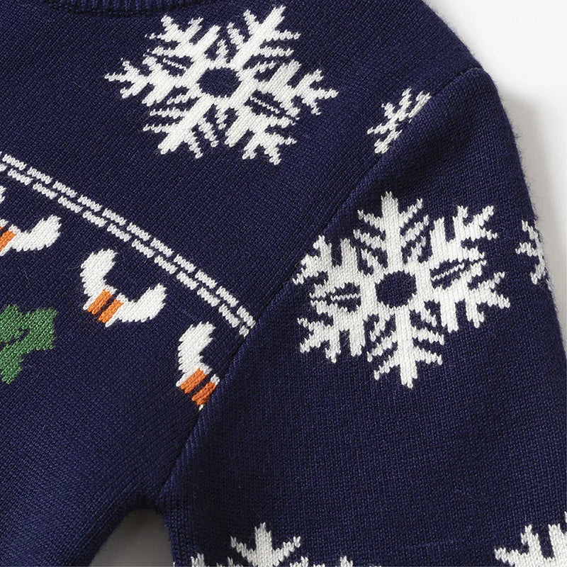 Christmas Knit Sweater Winter Kids Cartoon Print Pullover Autumn Boys Girls Cotton Warm Knitwear 2-6 Years