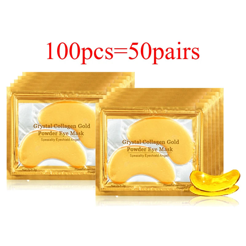 100pcs=50pairs Gold Collagen Eye Mask skincare Anti-Aging Anti Dark Circles Remove Puffiness Moisturizing Eye Patches Skin Care