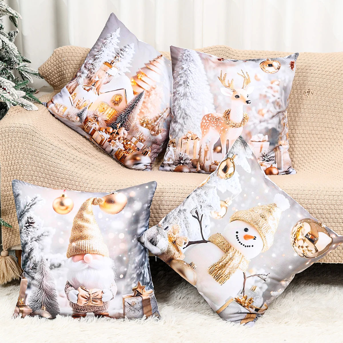 Christmas Cushion Cover Merry Christmas Decorations for Home 2025 Navidad Natal Xmas Ornament Sofa Pillowcase New Year Gift 2026