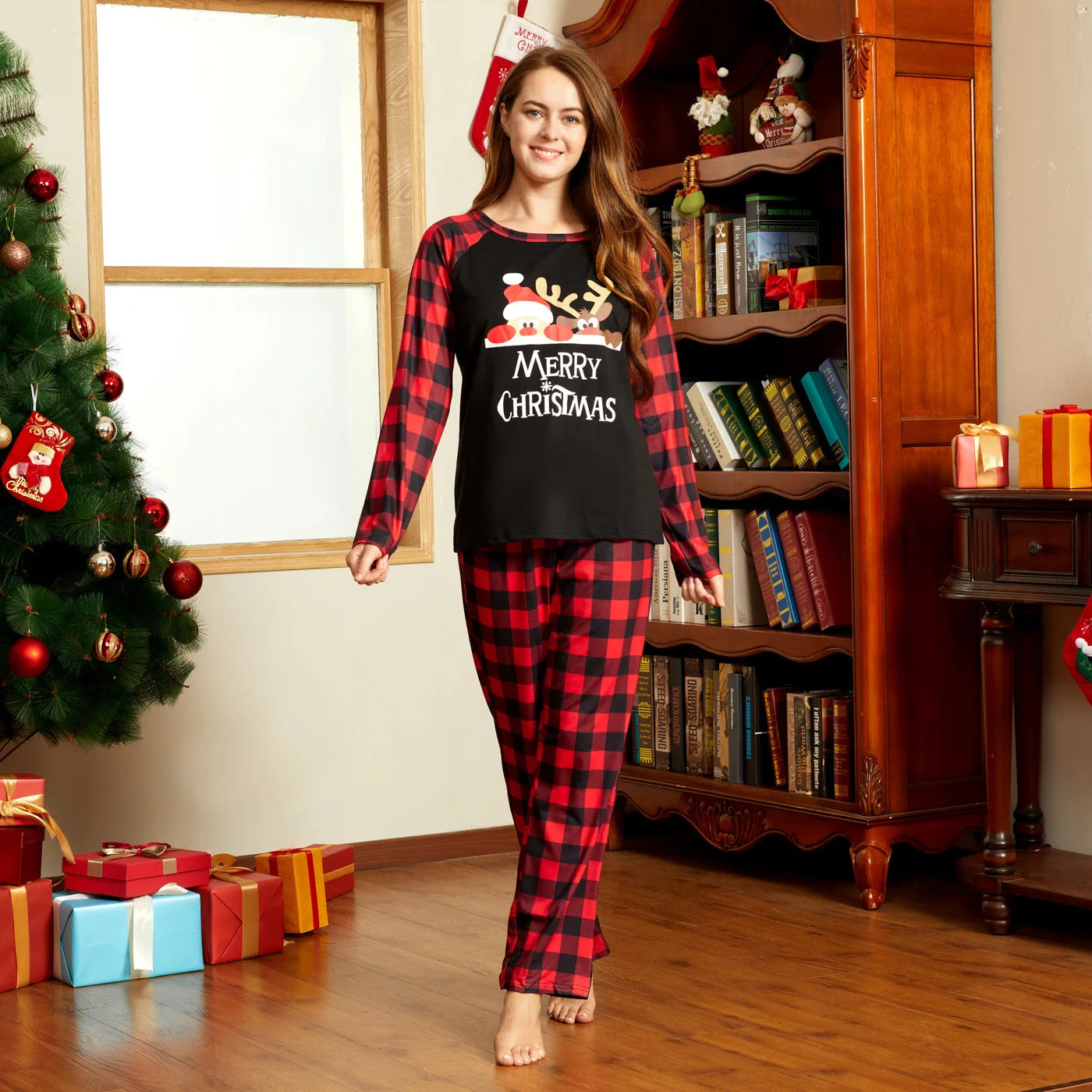 Christmas Pajamas Family Look Outfits Santa Claus Print Underwear Women Matching Clothes Set Casual Loose Sleep Men Clothing