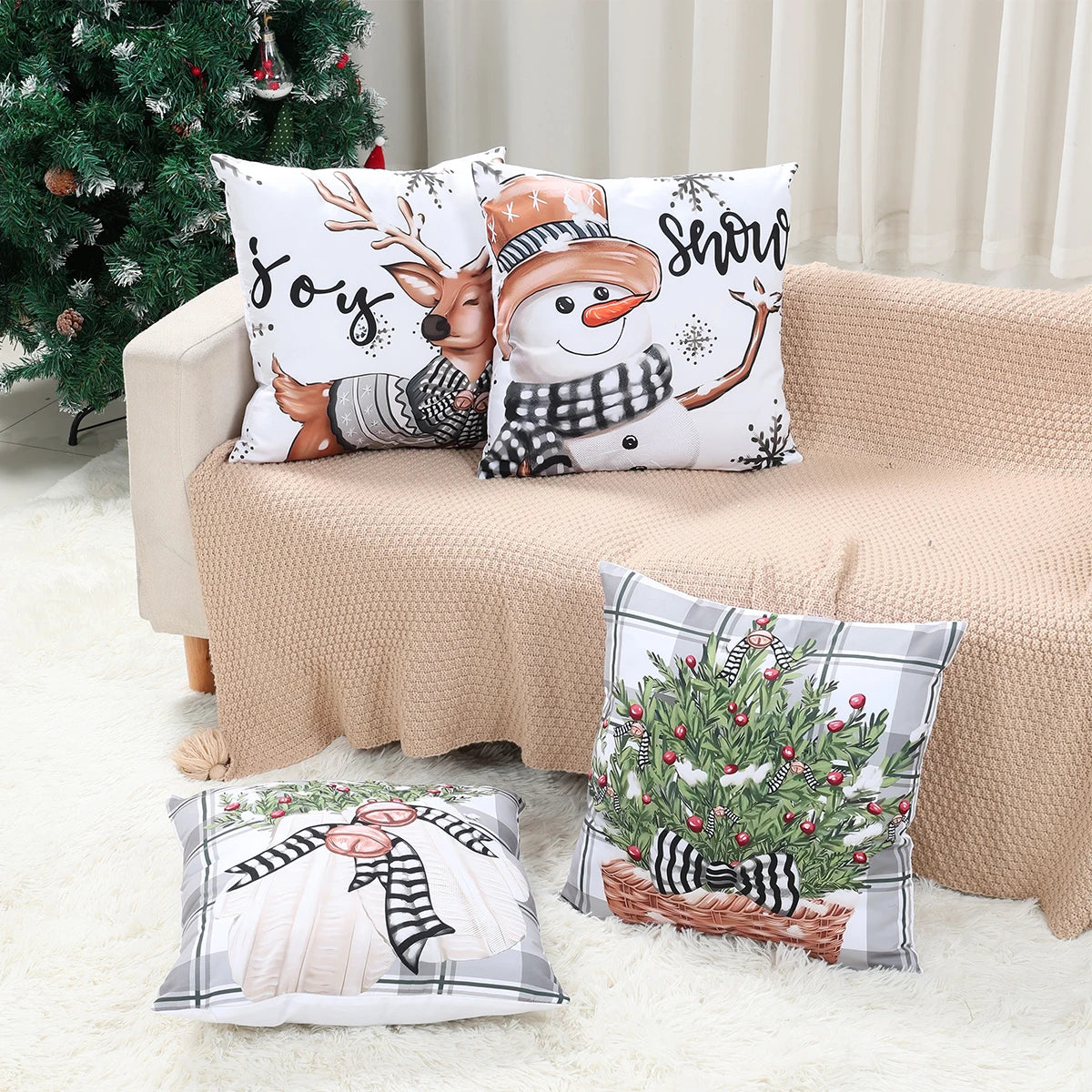 Christmas Cushion Cover Merry Christmas Decorations for Home 2025 Navidad Natal Xmas Ornament Sofa Pillowcase New Year Gift 2026